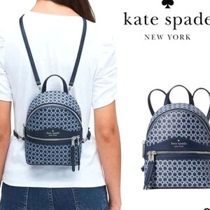 Kate Spade Navy and Light Blue Geometric Backpack
